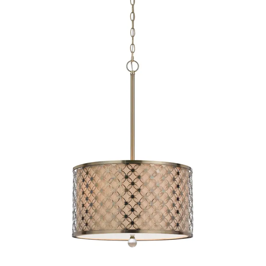 Myrtle 3-Light Metal Pendant in Antique Brass