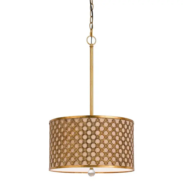 The Fairview 3-light pendant combines durable metal construction with elegant French Gold finish, creating a versatile fixture suitable for traditional and transitional spaces. Adjustable chain allows customization.