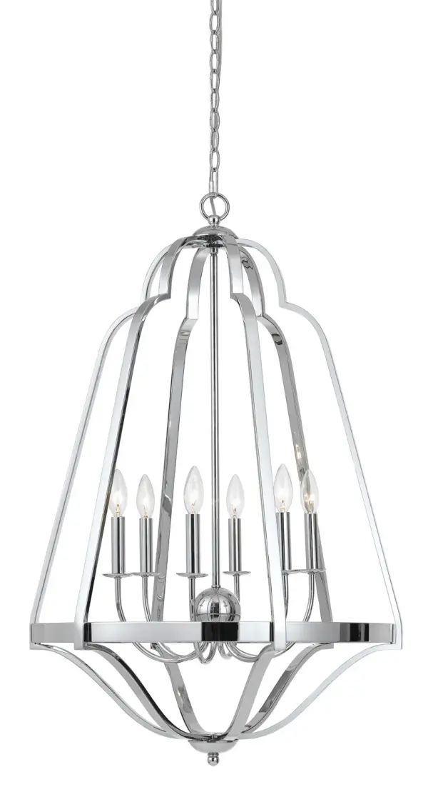 The Melrose Six Light Candelier delivers traditional sophistication with its candelabra-style design. At 26 inches tall, this statement piece creates dramatic impact in dining rooms and foyers.