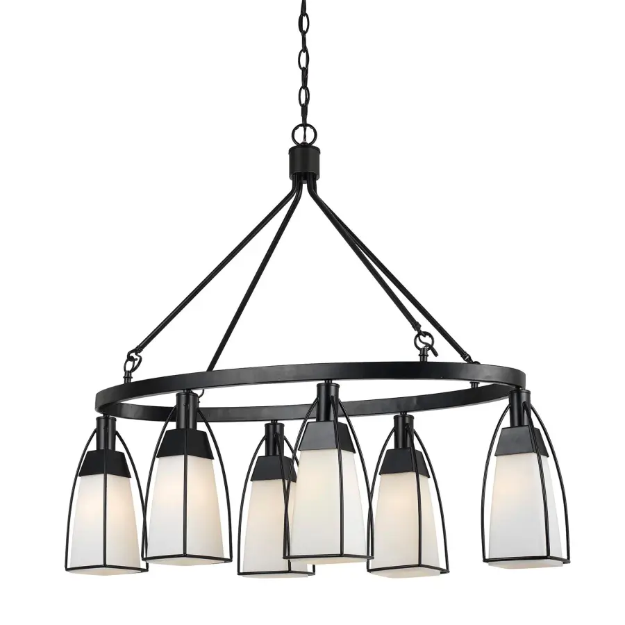 Bold Industrial Chandelier with Timeless Black Finish