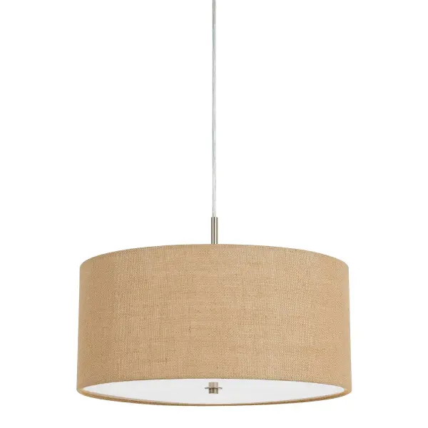 The Addison Burlap Drum Pendant brings warm, textural appeal with its natural burlap shade and durable metal construction. Perfect for creating inviting ambiance over dining tables or kitchen islands with farmhouse or transitional decor.