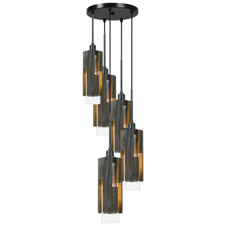 Five Light Wood Chandelier