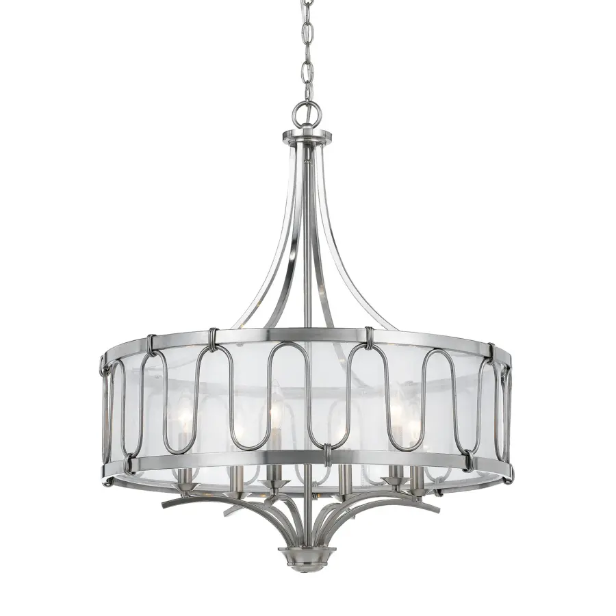 Vincenza 6-Light Metal Chandelier with Transparent Fabric Shade - Image 1