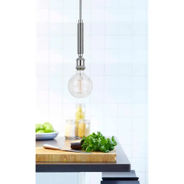 This petite metal pendant delivers industrial style in a space-saving 5-inch footprint. The included Edison bulb adds vintage warmth, while the 6-foot cord offers flexible installation height. - alternate view