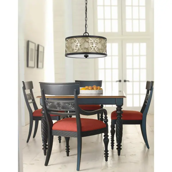 The Carmel 2-light fixture offers exceptional flexibility with its convertible semi-flush and pendant mounting options. Black metal construction with antique brass accents creates an industrial aesthetic that works in various settings. - alternate view