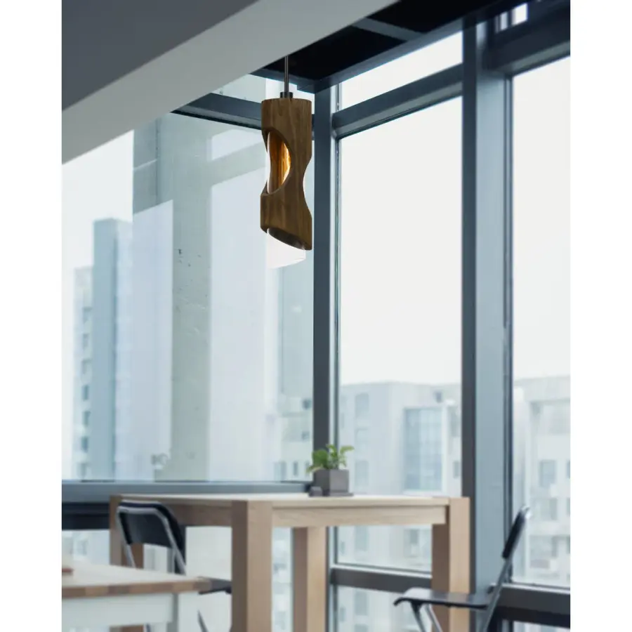 Zamora Wood Pendant with Clear Glass Shade - Image 3