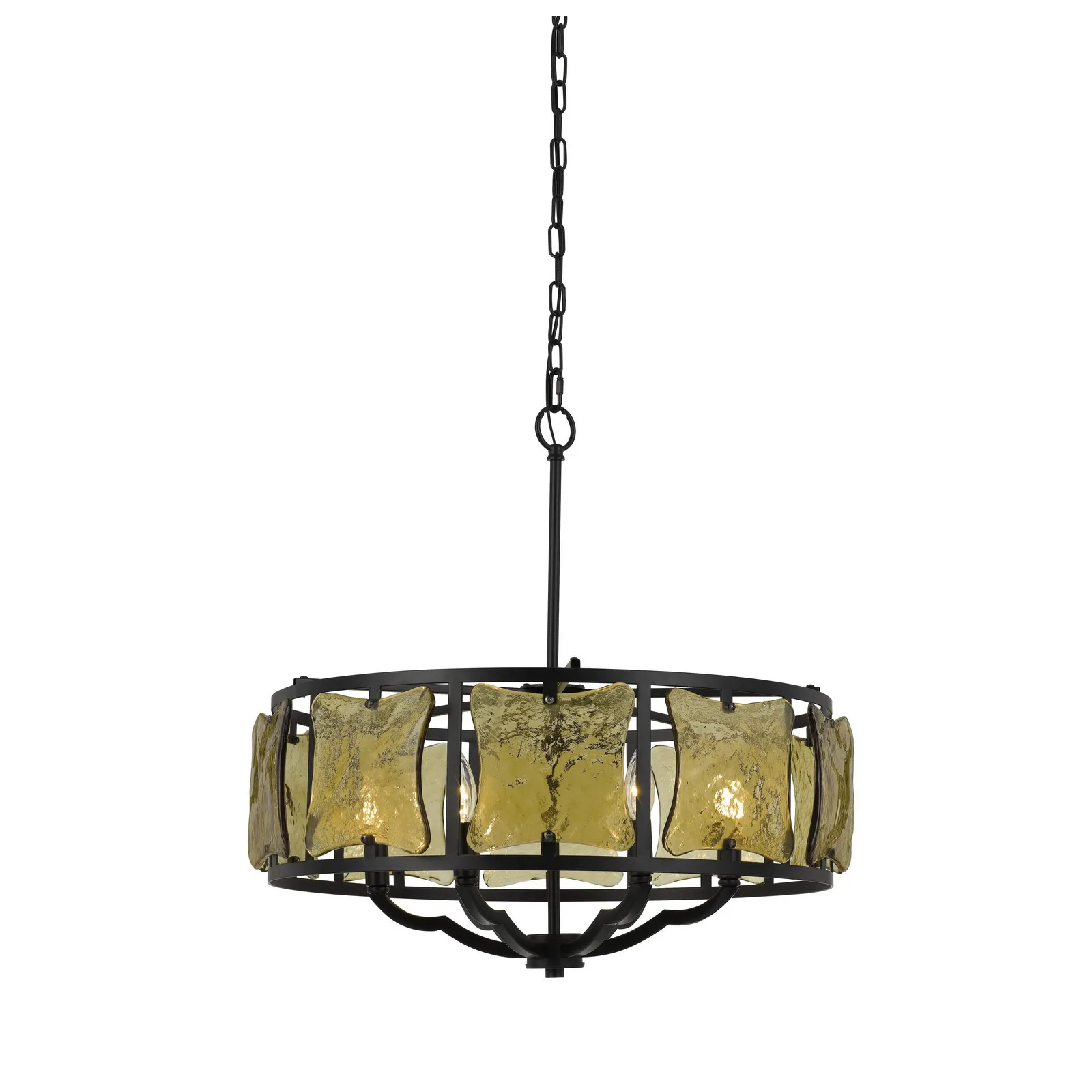 Revenna 6-Light Forged Iron Chandelier with Hand Crafted Glass