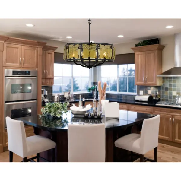 Revenna 6-Light Forged Iron Chandelier with Hand Crafted Glass - Image 3