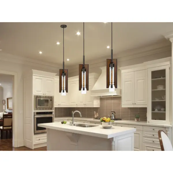 Almeria Wood & Glass Pendant Light - Image 2