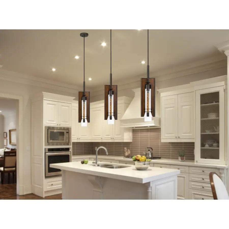 Almeria Wood & Glass Pendant Light - Image 2
