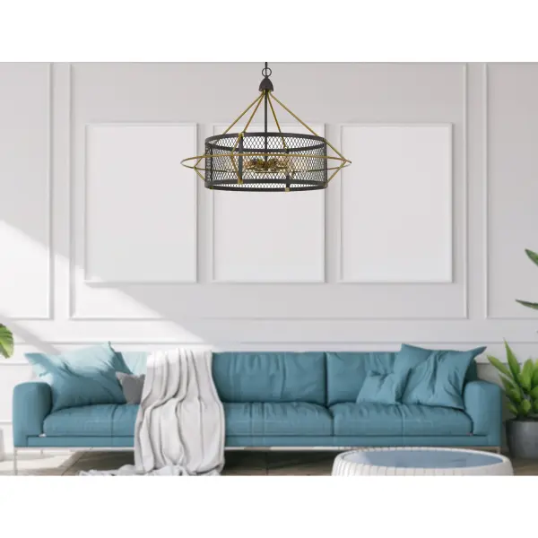 Caserta 6-Light Metal Chandelier with Mesh Shade - Image 2