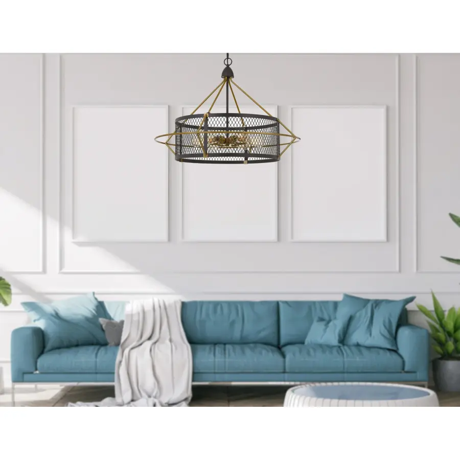 Caserta 6-Light Metal Chandelier with Mesh Shade - Image 3