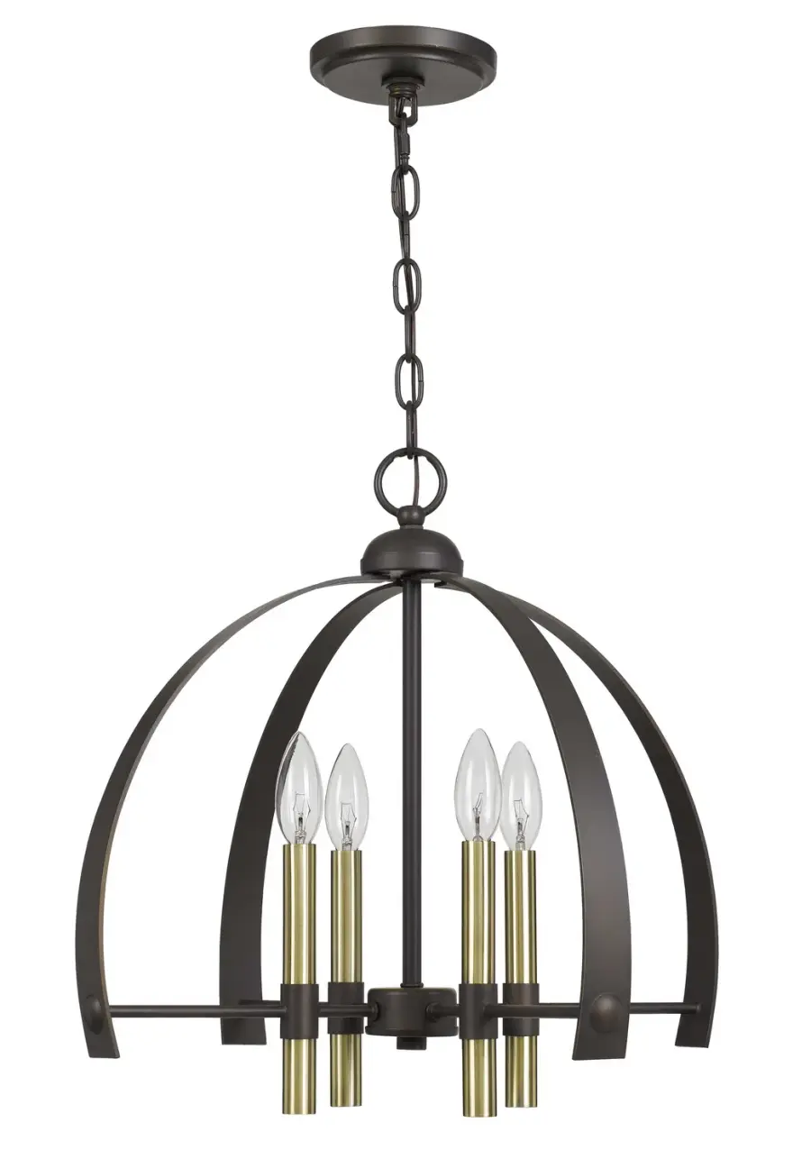 Utica Four Light Chandelier in Antique Brass/Bronze