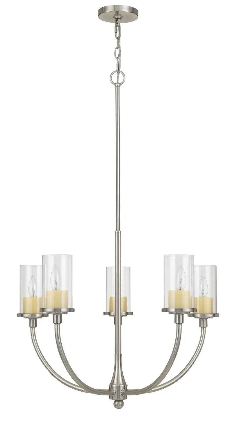 Jervis Five Light Chandelier in Brushed Steel
