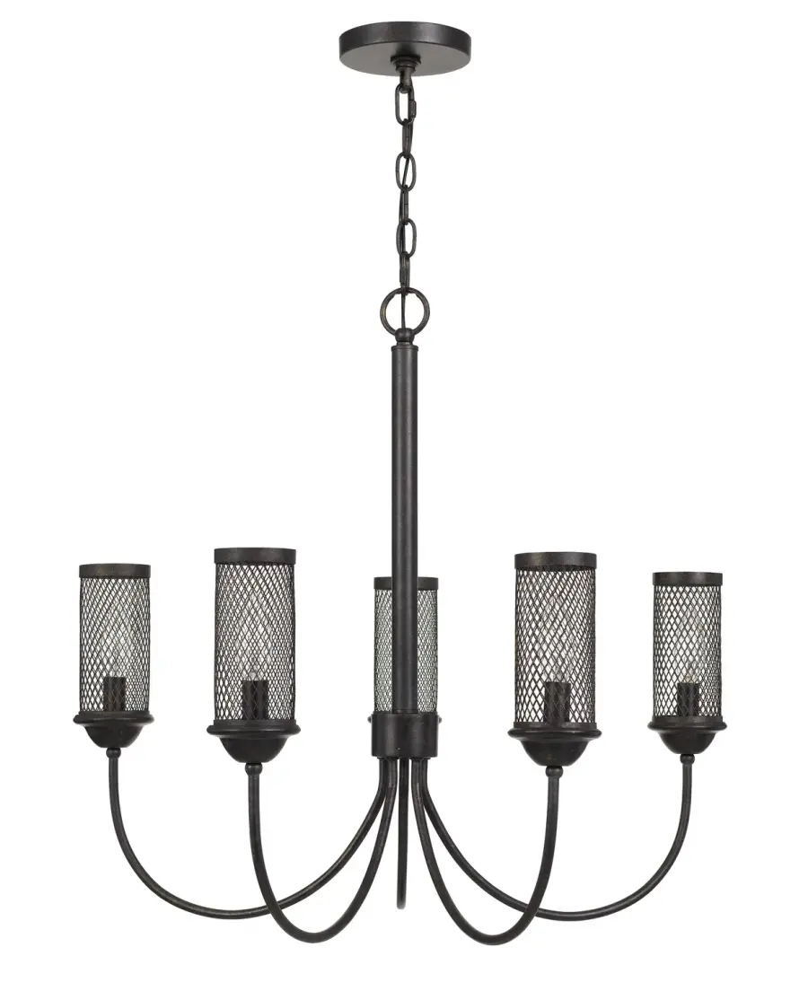 Fulton Five Light Chandelier in Textured Bronze