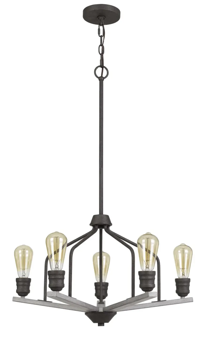 Corming Five Light Chandelier in Textured Bronze with Drifted Wood