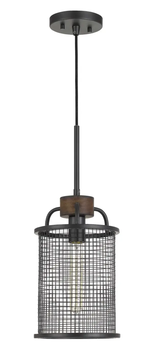 Aberdeen One Light Chandelier in Bronze and Wood