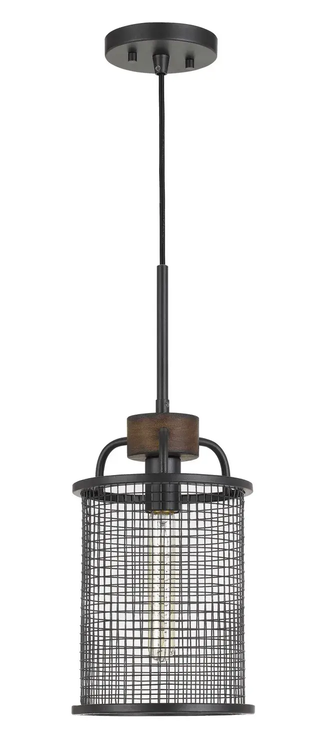 Aberdeen One Light Chandelier in Bronze and Wood