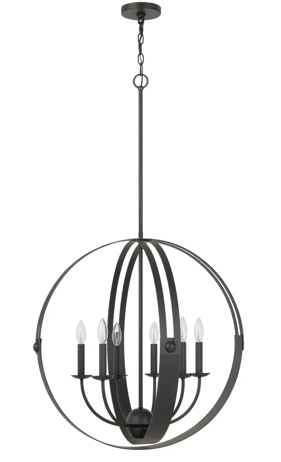 Valais Six Light Chandelier in Matte Black