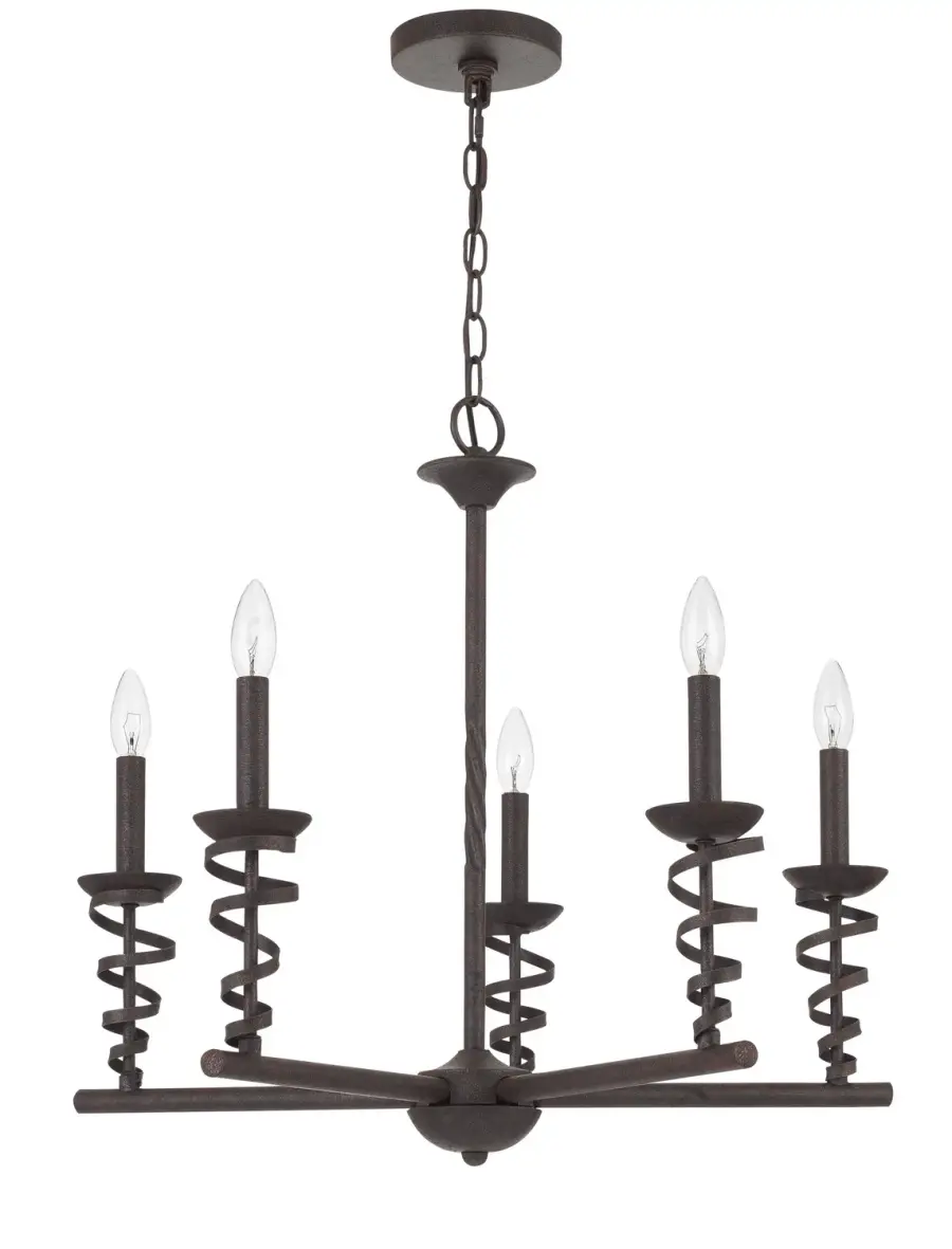 Forbach Five Light Chandelier in Textured Black