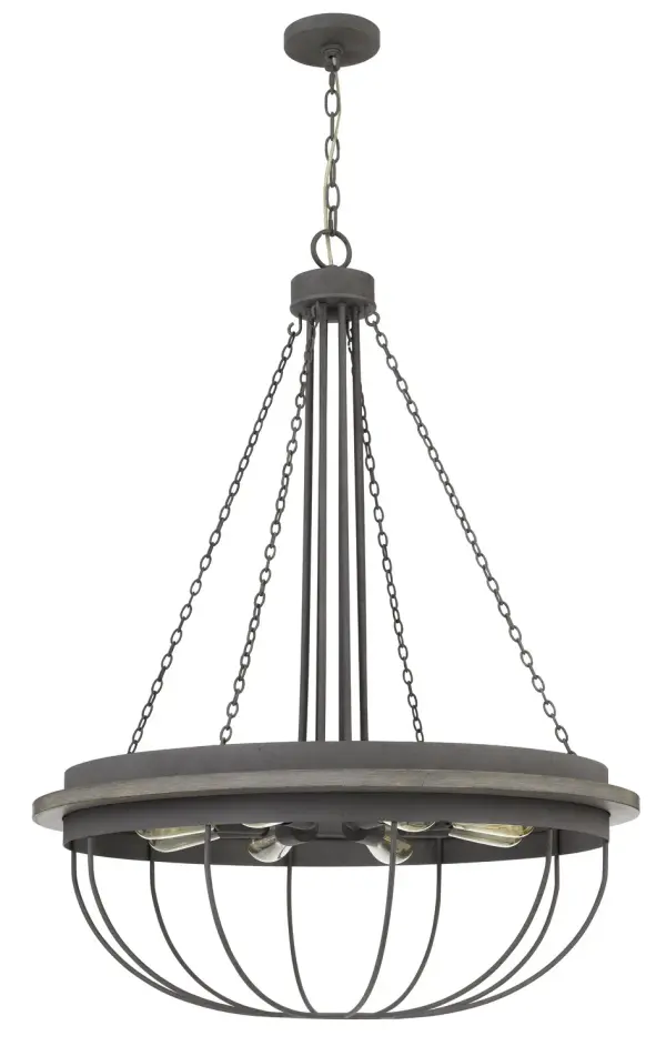 The Nixa chandelier brings sophisticated style with its generous eight-light design and soft dove grey finish. At over 83 feet in length, this oversized fixture makes a dramatic statement in large dining rooms and great rooms.