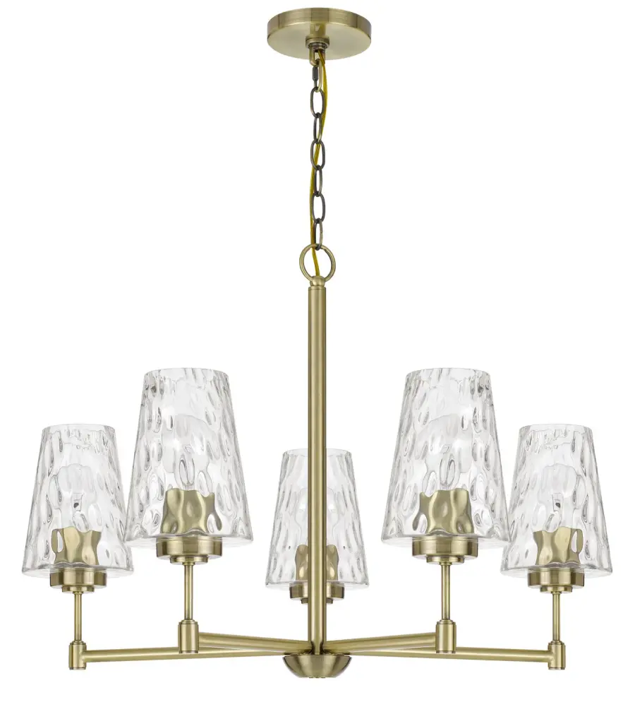 Crestwood Five Light Chandelier in Antique Brass