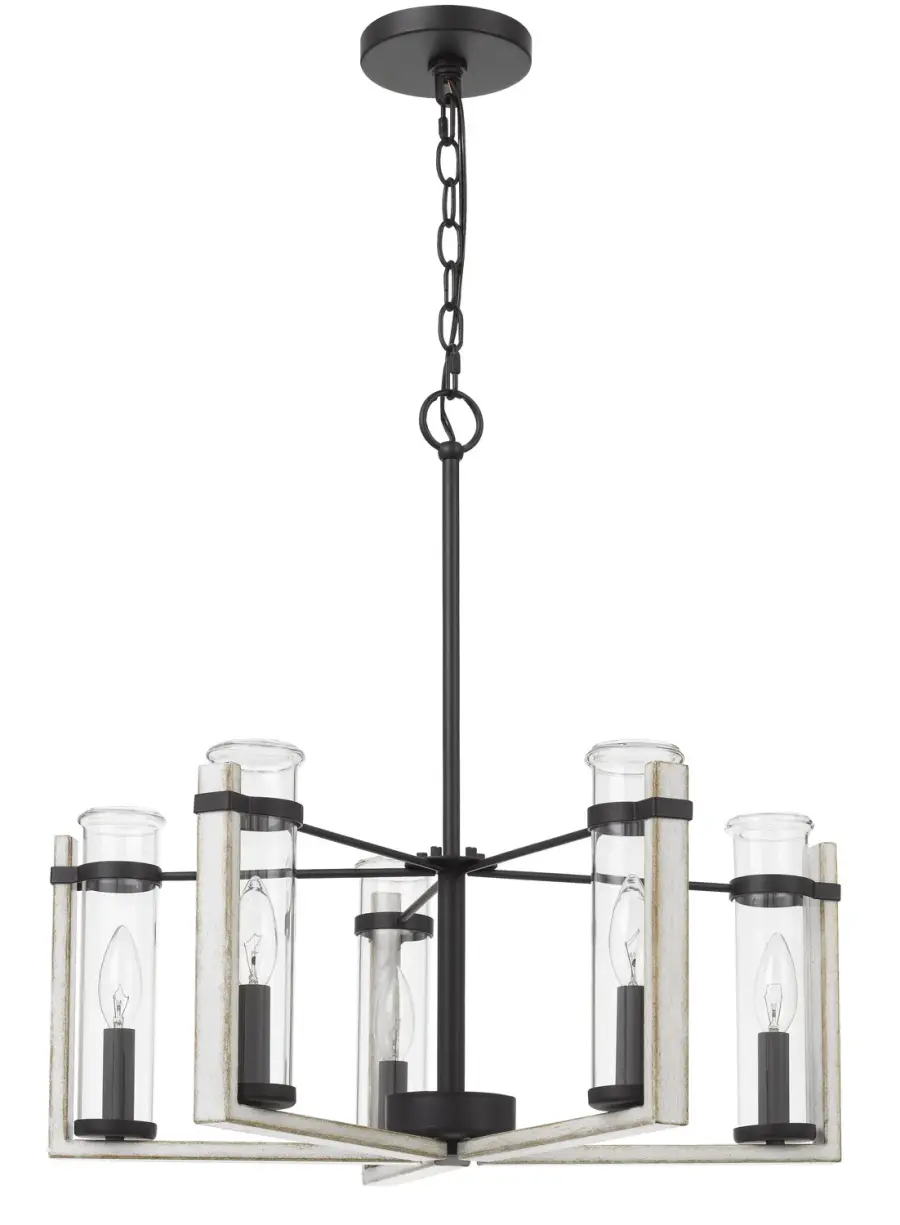 Olivette Five Light Chandelier in White Washed