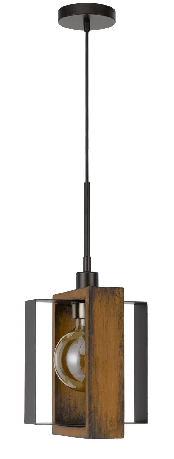 Agrigento Wood and Black Pendant Light