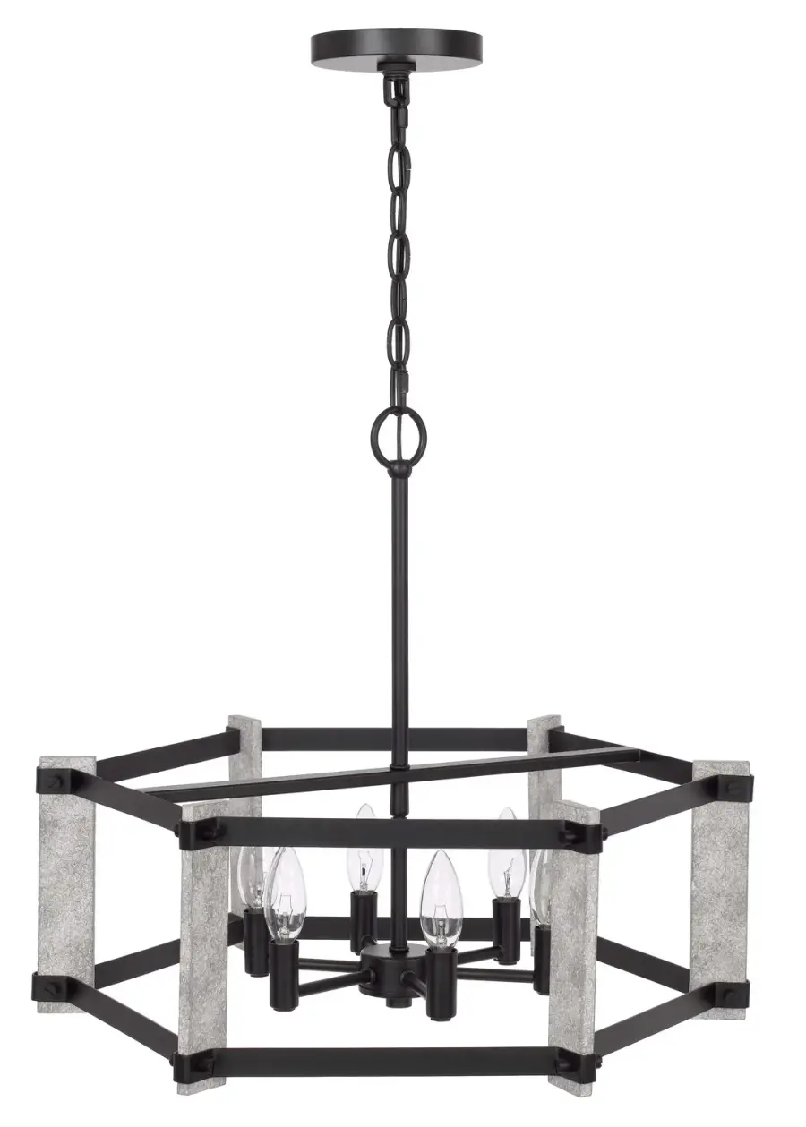Dramatic Linear Farmhouse Chandelier with Rustic Industrial Character