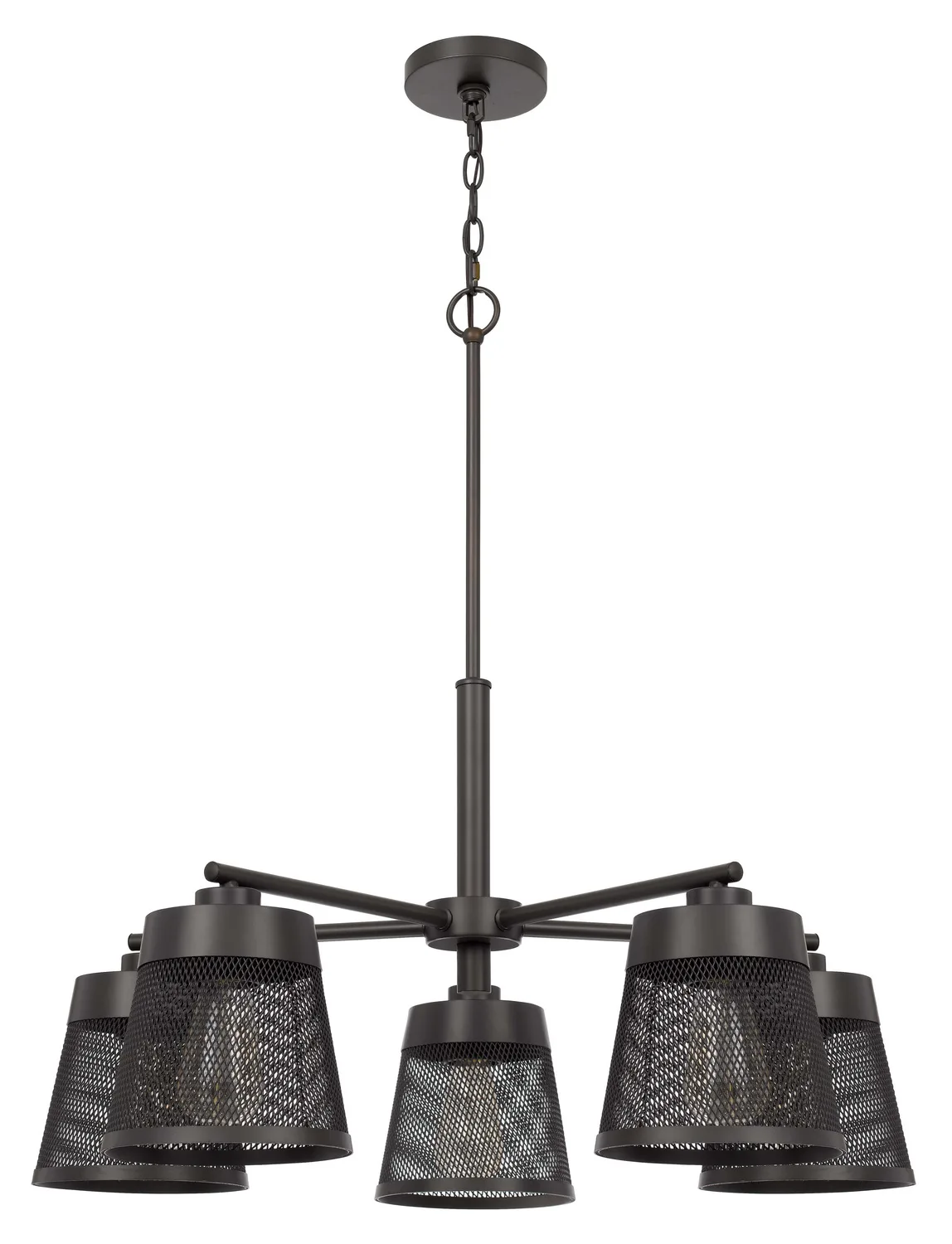 Hampton Five Light Chandelier in Matte Black with Mesh