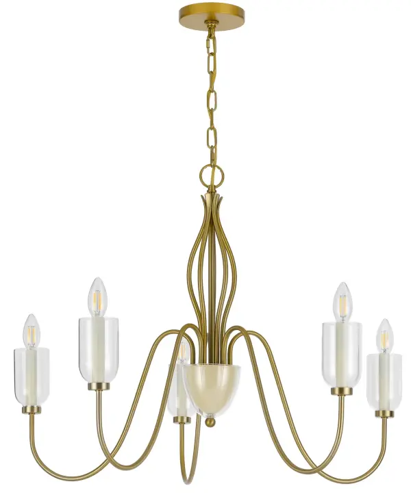 Kalamaria Five Light Chandelier in Antique Brass
