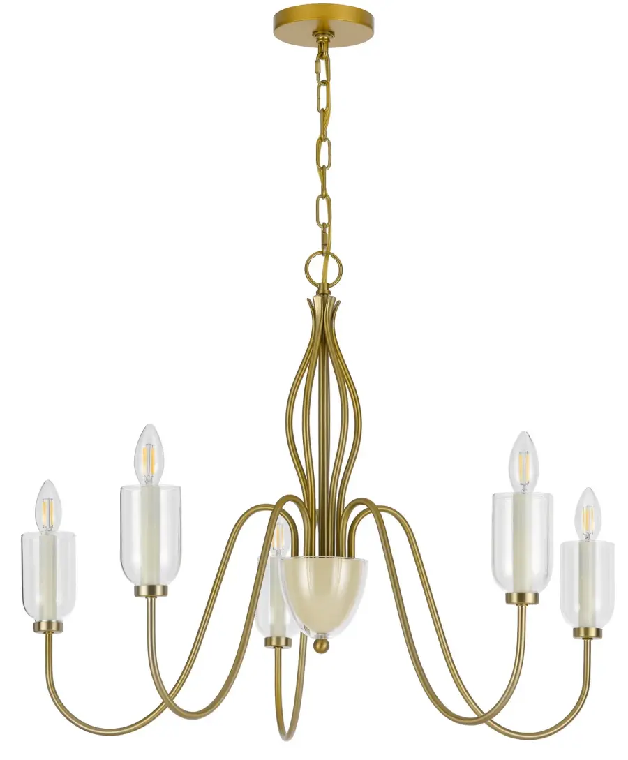 Kalamaria Five Light Chandelier in Antique Brass