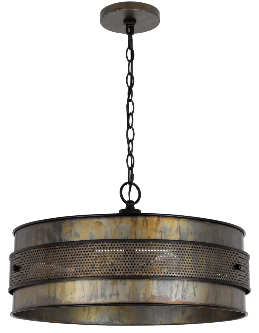 Heraklion Three Light Chandelier in Aged Bronze