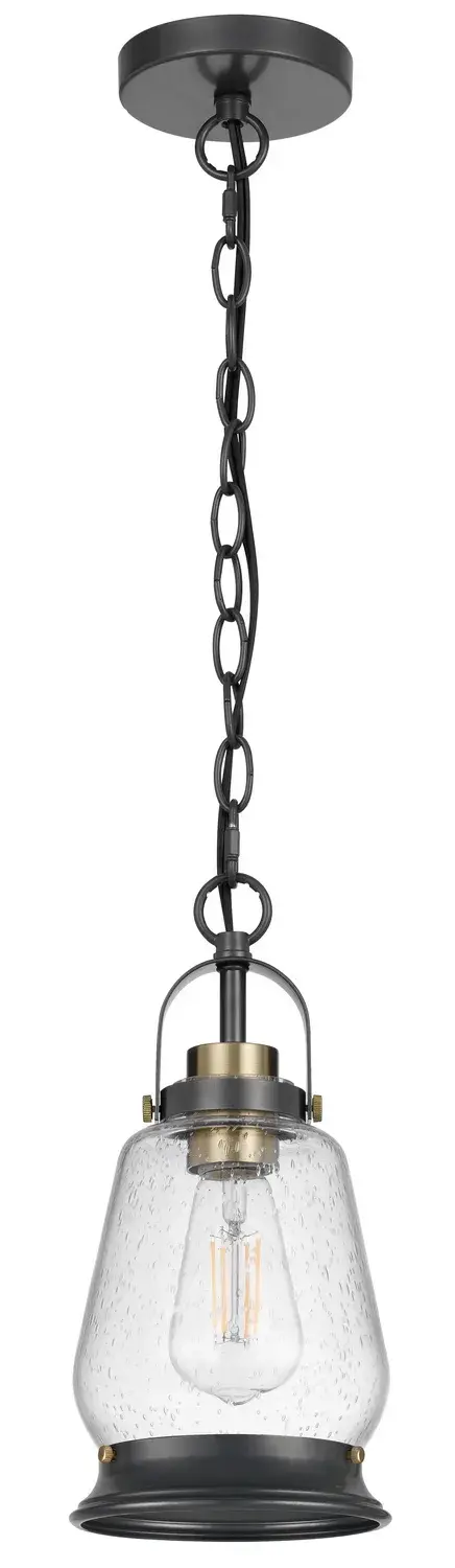 Kavala One Light Pendant in Black and Antique Brass