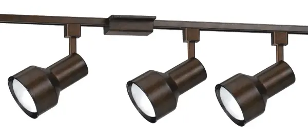 This track lighting fixture offers flexible directional lighting with an industrial rust finish. Perfect for accent lighting, task illumination, or highlighting artwork and architectural features.