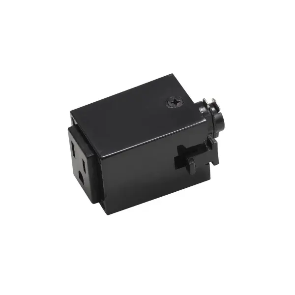 This compact outlet adapter provides reliable power connection for H-type three-wire single circuit track lighting systems. Durable plastic construction ensures longevity while the 600W capacity handles most residential and light commercial applications.