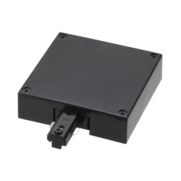 Durable metal T-bar mount live end feed designed for H-type three-wire single circuit track systems. Pre-assembled and ready to install, this component provides reliable power connection for track lighting setups.