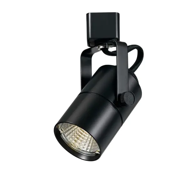 This compact 10W LED track fixture delivers 650 lumens of warm 3300K light with a focused 24-degree beam spread. The adjustable head rotates 180 degrees for precise directional lighting, making it ideal for accent and task lighting applications.