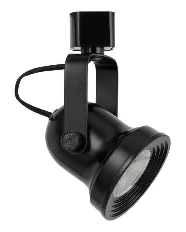 This compact LED track fixture delivers energy-efficient accent lighting with integrated LED technology. Its sleek black finish and minimal profile make it ideal for modern spaces requiring directional task or display lighting.