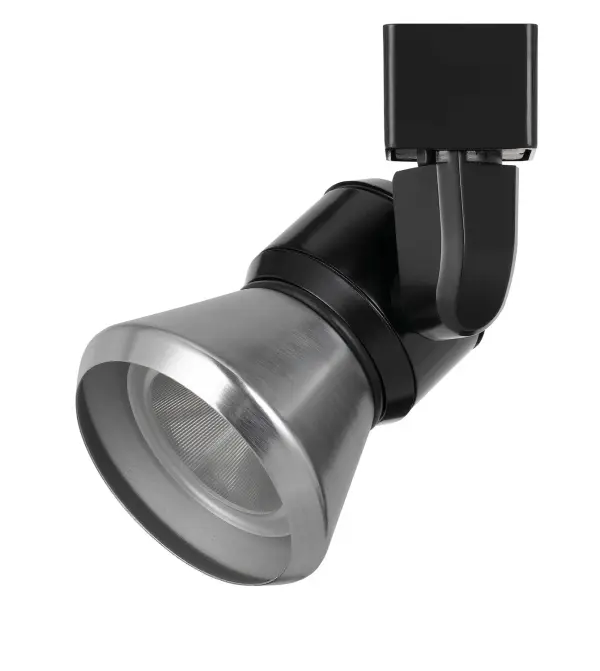This sleek black track fixture delivers focused LED illumination with integrated 10W lighting. Its compact cone design and contemporary styling make it ideal for accent and task lighting in modern spaces.