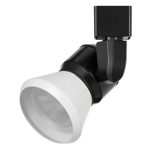 This sleek black LED track fixture delivers focused, energy-efficient lighting with integrated 10W LED technology. The compact cone design provides directional control ideal for accent and task lighting applications.