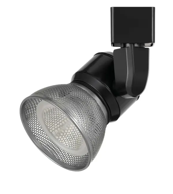 This compact LED track fixture delivers energy-efficient accent lighting with integrated LED technology. The sleek black finish and minimal profile make it ideal for modern spaces requiring directional task or display lighting.