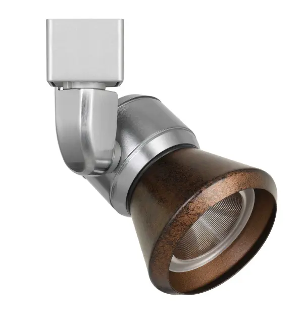 This sleek brushed steel track fixture delivers focused LED illumination in a compact 5.25" profile. Perfect for accent lighting, task lighting, or gallery-style displays with integrated 10W LED technology.