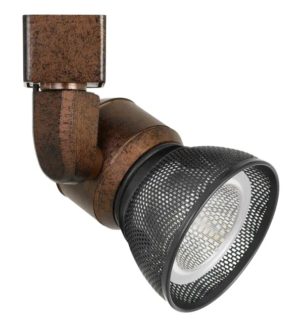 Energy-efficient 10W integrated LED track fixture featuring a distinctive rust finish. Compact design ideal for accent and task lighting in residential and commercial spaces with modern industrial aesthetics.