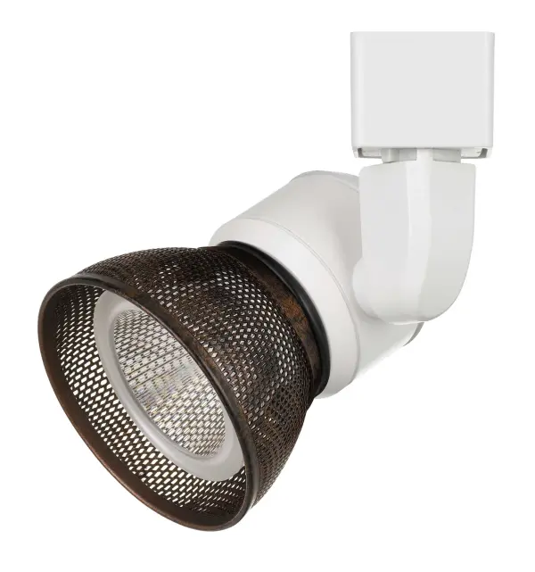 This compact white LED track fixture delivers energy-efficient accent lighting with integrated LED technology. Its small profile and adjustable design make it ideal for highlighting artwork, architectural features, or task areas.