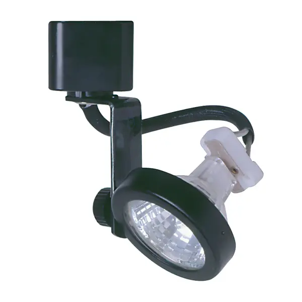 Compact track lighting head with exceptional adjustability and durable metal construction. Features 355-degree rotation capability and 30-degree tilt for precise light direction in any space.