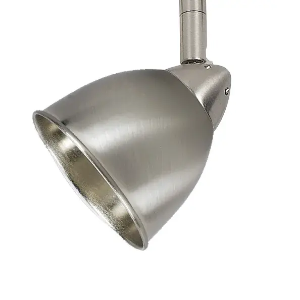 The Serpentine Track fixture offers flexible accent lighting in a sleek brushed steel finish. Its compact 3.5-inch profile makes it ideal for track systems where adjustable task or accent lighting is needed.