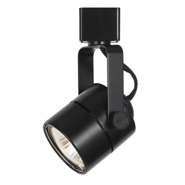 Compact track fixture offering directional lighting control in a sleek black finish. Ideal for highlighting artwork, task areas, or architectural features with adjustable positioning on track systems.