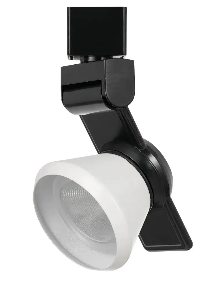 LED Track Fixture in Black with White Cone Shade