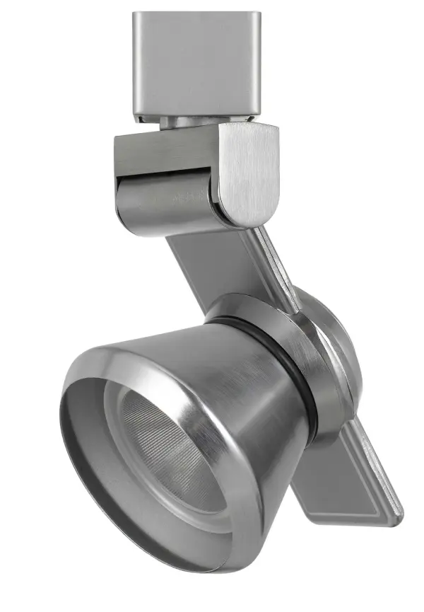 This sleek brushed steel track fixture delivers focused LED illumination with integrated 12W lighting. Its compact 6-inch profile and contemporary cone design make it ideal for accent and task lighting applications.